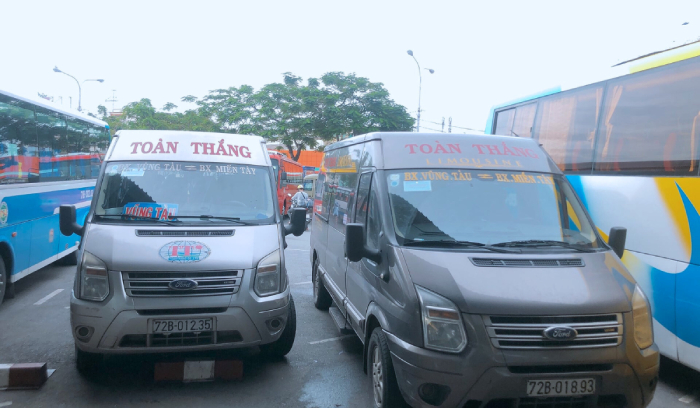 ình ảnh xe Toàn Thắng phục vụ hành khách từ Bà Rịa đi Bến xe Miền Tây. 